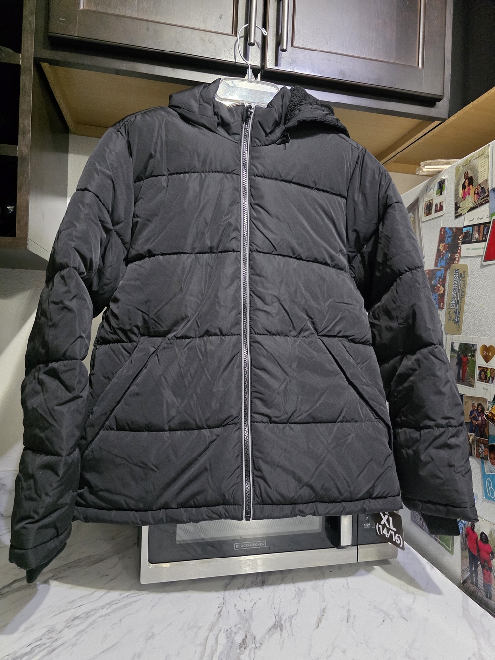 New Members Mark Black Puffer Jacket with Hood Youth Boys 14/16 - Picture 2 of 12